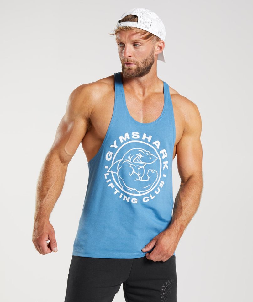 Podkoszulki Gymshark Legacy Stringer Męskie Niebieskie | PL 613UFC